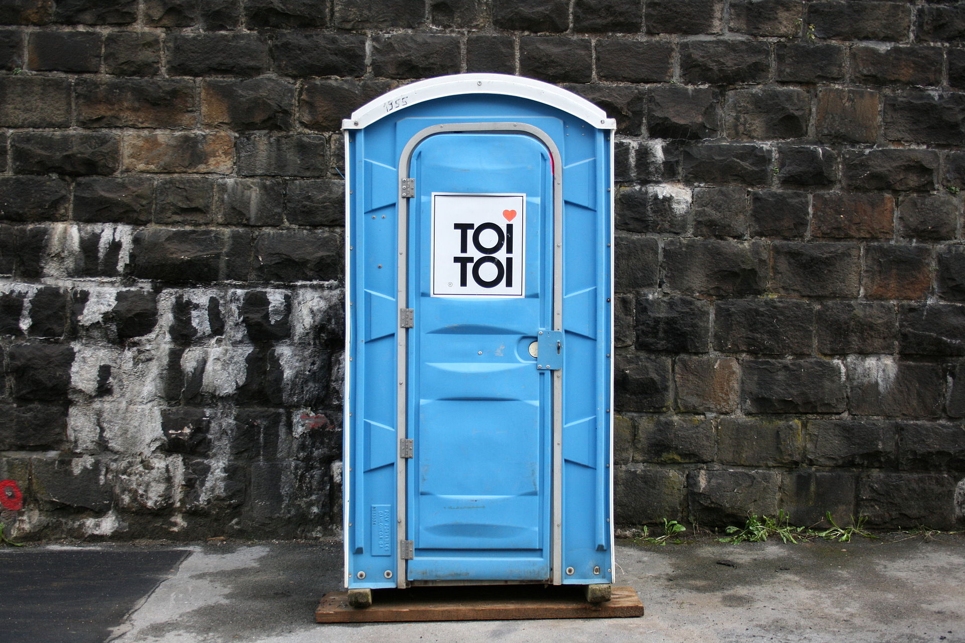 Portable toilet cabin on a construction site